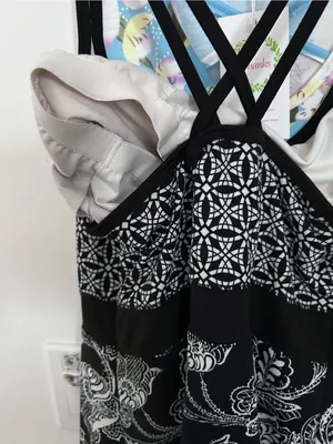 Lola Active Dress with Built in shelf Bra Black and White Soft Comfy Size Small thumbnail 5
