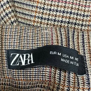 Zara Brown Houndstooth Plaid High Waisted Straight Leg Trousers Dress Pants Sz M thumbnail 4