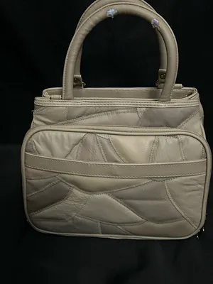 Neutral Patchwork Satchel Handbag Purse Taupe/Cream NWOT thumbnail 2