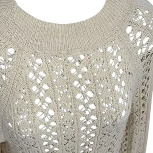 Free People Womens Open Knit Long‎ Sleeve Tunic Sweater Ivory Size Medium NWT thumbnail 3