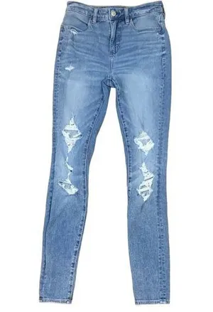 American Eagle The Dream Jean Super Hi-Rise Distressed Light Wash Jegging Jeans thumbnail 1