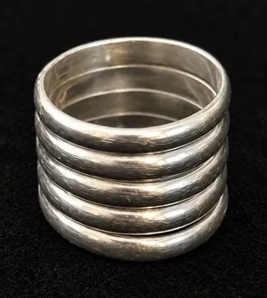 925 Sterling Silver Wide 5 Row Stacked Band Statement Ring Size 7 8.54g thumbnail 1