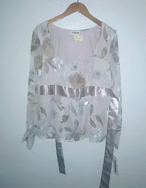 Unique Spectrum XL Fairy Pink Soft Floral Satin Ribbon Trim Tie Top thumbnail 1