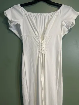 New Women White Jumpsuit M Cottagecore Beach Vacation wedding guest bridesmaid thumbnail 3
