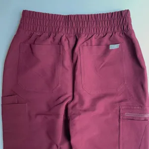 FIGS Yola High Waisted Scrub Pants Burgundy Petite Size XS NEW thumbnail 7