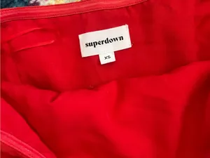 Superdown Andria Strapless Mini Dress Red Sz XS Draped Overlay to Hip thumbnail 7