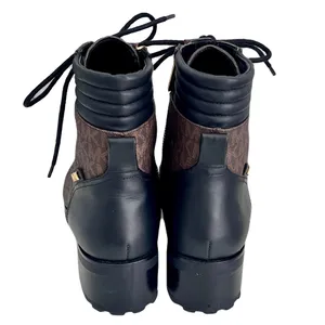 Michael Kors Signature Brown and Black Lug Sole Combat Boots, Size 10 thumbnail 5