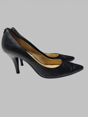 Michael Kors Black Pointed-Toe Leather Pumps thumbnail 2