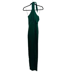 X Revolve Mezcal 100% Silk Maxi Gown In Dark Green thumbnail 3
