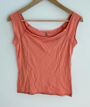 Brandy melville coral off the shoulder scoop tee thumbnail 1