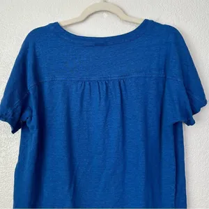 Chico’s 100% Linen Blue Stretch Henley Short Sleeves Tee, Sz Large thumbnail 6