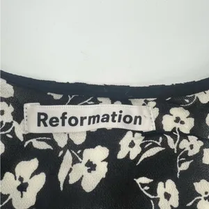 Reformation Zoe mini floral wrap‎ dress black white floral Elaine sz S thumbnail 6
