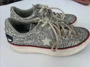 Converse X Chiara Ferragni Glitter Platform Shoes Size 7 thumbnail 5