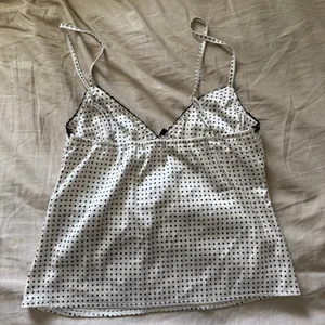 Edikted Polka Dot Satin Effect Lace Trim Top Cream thumbnail 3