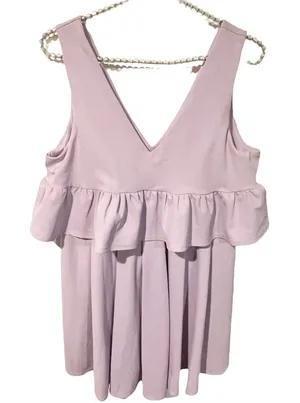 ASOS‎ Size 4 Light Purple Ruffle Trim Sleeveless Tank Mini Dress NEW thumbnail 1
