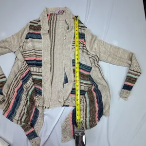 Love on a Hanger Striped Open Front Waterfall Cardigan Sweater Size Medium thumbnail 6