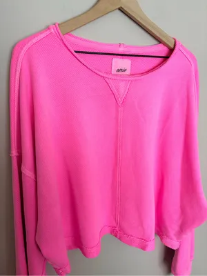 Aerie Hot Pink Beach Party Cropped Sweatshirt XXL thumbnail 4