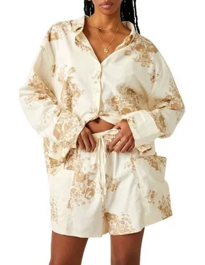Free People Early Morning Sleep Set PJ'S Pajama Top & Bottom Matching Lounge thumbnail 1
