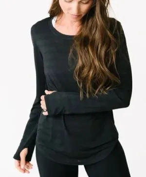 Zyia Active Black Subtle Striped Long Sleeve Activewear Top Women’s 2XL Plus thumbnail 1
