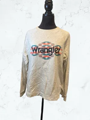 Wrangler Retro Aztec Logo Sweatshirt Southwestern Westerncore Side Snaps Gray L thumbnail 2