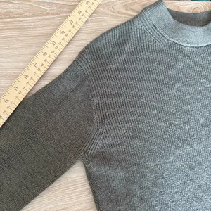 Lululemon 2 Merino Wool Rib Crew Neck Sweater Heather Nomad Taupe Slit Cut Front thumbnail 6