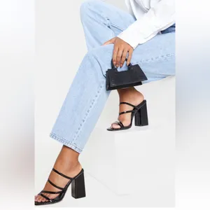 Pretty little things black patten leather strappy heels! 4.5”chunky heels thumbnail 3