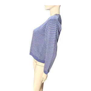 Vintage ALPS knit sweater Womens Blue‎ White Geometric Crewneck Medium thumbnail 3