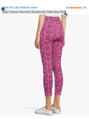 Lilly Pulitzer Luxletic Weekender High Rise Leggings Passion Fruit Pink Star thumbnail 4