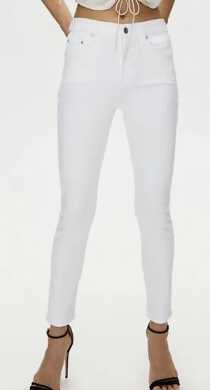Citizens of Humanity Rocket Crop High-Rise White Skinny Jeans **PEN INK STAIN** thumbnail 1