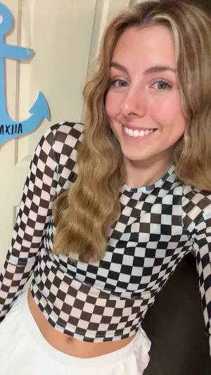 Amazon Checkered Long Sleeve Mesh Top  thumbnail 2