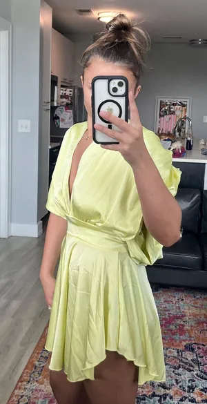 Boutique silk yellow romper thumbnail 5