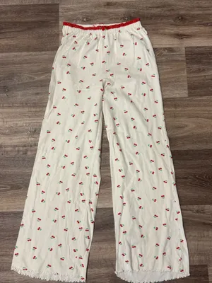 Love Peace and Lazy Days Scalloped Hem Cherry Pajama Pants Women’s Small thumbnail 1