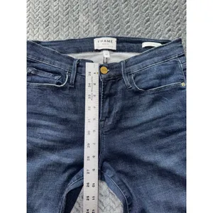 FRAME Le Skinny de Jeanne‎ Jeans Dark Wash Raw Hem Denim Size 28 thumbnail 8