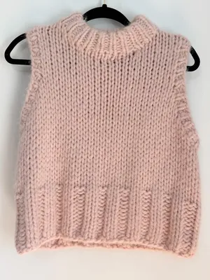 Zara alpaca wool vest thick knit chunky pink size small thumbnail 1