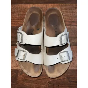 Cushionare White Double-Buckle Cork Footbed Slides thumbnail 4