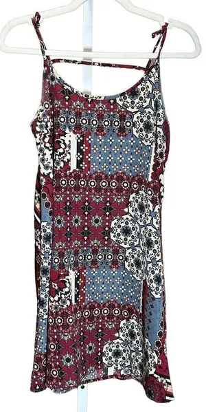 Free People Deep Red, Blue, White pattern mini dress sz‎ S thumbnail 1