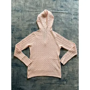 NWT! Hollister Pink Cable Knit V Neck Hoodie Sweater XL thumbnail 3