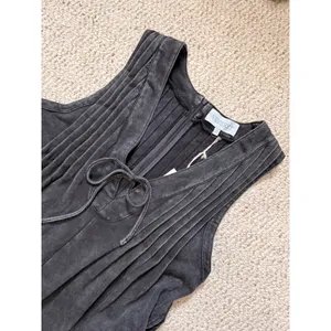 NWT Veveret Mineral Wash French Terry Romper Black Wide Leg V Neck M Boho Grunge thumbnail 8
