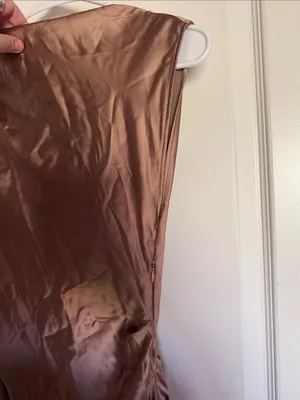 Zara One-Shoulder Satin Midi Dress in Brown / M5 thumbnail 3