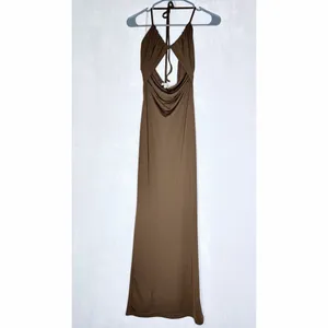 Meshki Maddie Ribbed Chocolate Brown Maxi Dress thumbnail 3