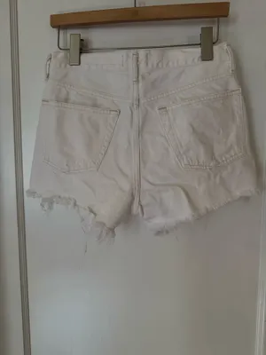 AGOLDE white denim cutoff shorts thumbnail 2
