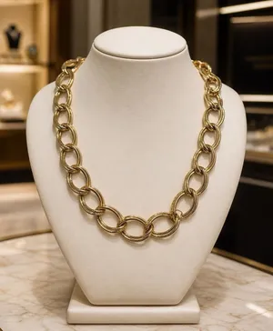 Unbranded Chunky Double Link Collar Necklace‎ Toggle Clasp Maximalist Mob Wife thumbnail 1