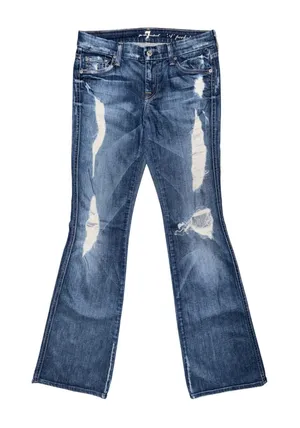 7 For All Mankind A Pocket Distressed Flare Jeans Destroyed Y2K Indie Sleaze thumbnail 1
