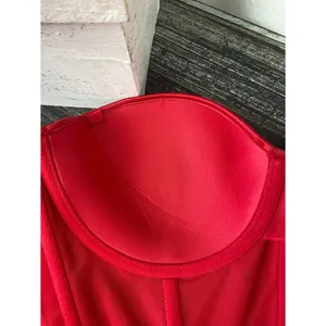 Victoria’s Secret Red Satin Strapless Longline Underwire Bra 36C thumbnail 3