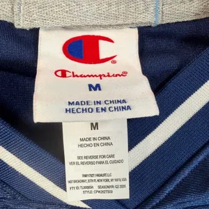 Champion New York 19 Cropped Football Jersey Top Women's Medium Blue Lace thumbnail 5