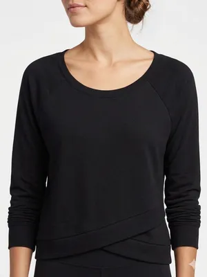 Threads 4 Thought Black Scoop-Neck Crossover Hem Pullover thumbnail 1