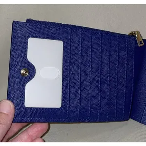 Travelambo Womens Slim Bifold‎ Wallet Blue Vegan Leather Card Organizer Zipper thumbnail 5