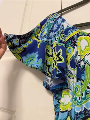 Attitudes by Renee Blue & Green Paisley Off-Shoulder Maxi thumbnail 10