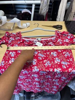 NWT American Eagle Red Floral Puff Sleeve Shift Mini Dress XL thumbnail 12
