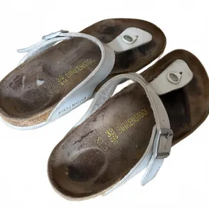 Birkenstock Gizeh Sandals Leather Thong White EU Size 38 Women 7 L7 M5 thumbnail 3